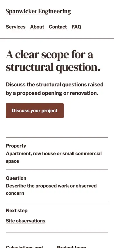 Look 3, Site observation docket: sample home page on a phone