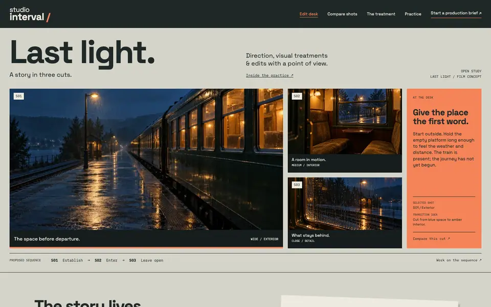 Look 1, Studio Interval: sample home page on a computer