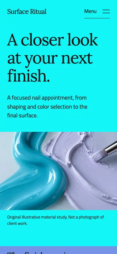Look 1, Surface Ritual: sample home page on a phone