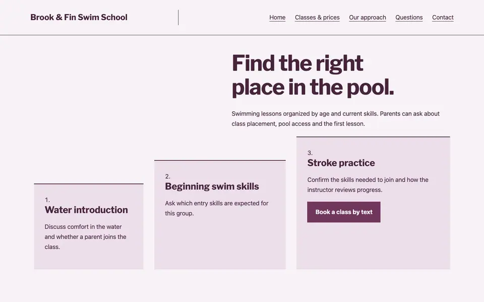 Look 3, From first dip to strokes: sample home page on a computer