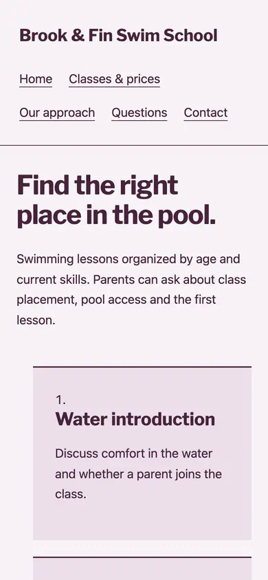 Look 3, From first dip to strokes: sample home page on a phone