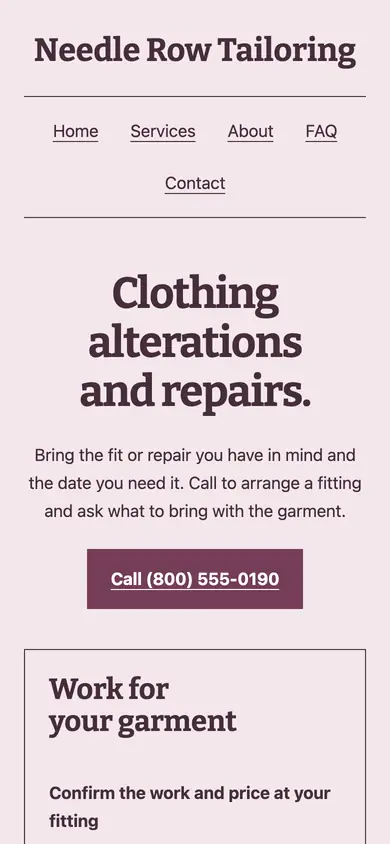 Look 1, Alteration claim ticket: sample home page on a phone