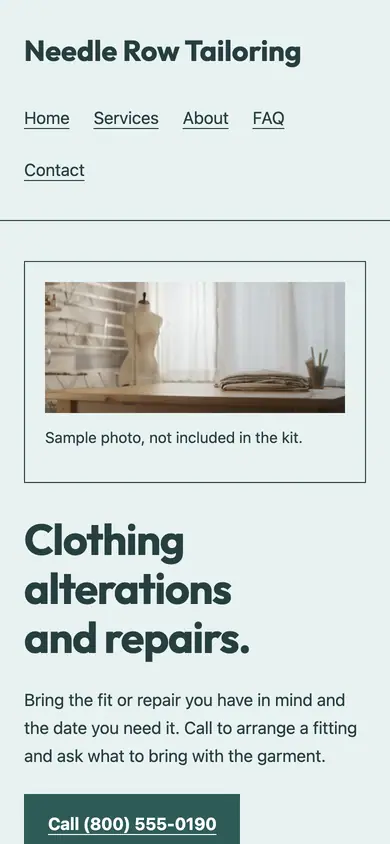 Look 2, Neighborhood workroom window: sample home page on a phone
