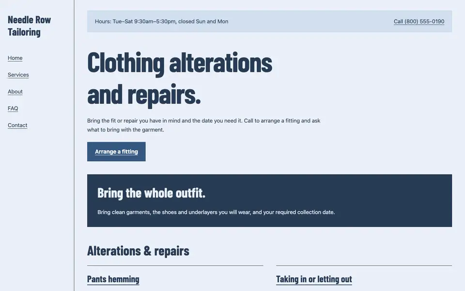 Look 3, Fitting appointment book: sample home page on a computer