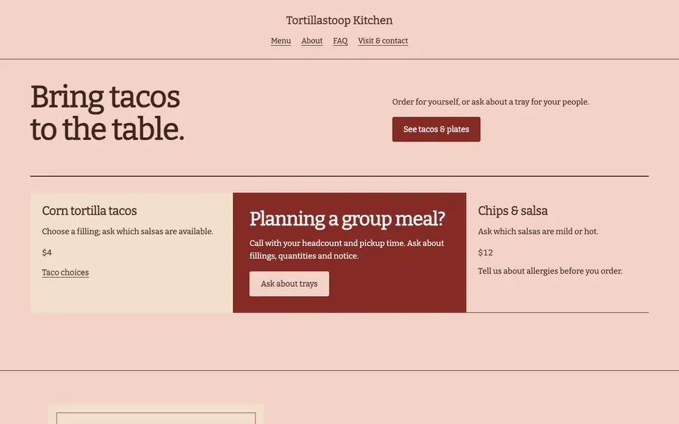 Look 3, Family tray table: sample home page on a computer