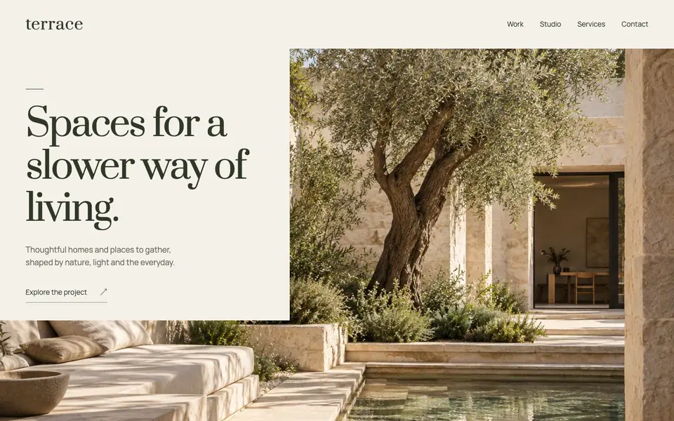 Look 1, Terrace: sample home page on a computer