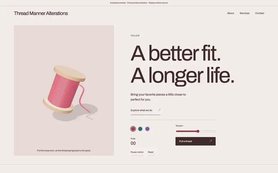 Look 1, Thread Manner: sample home page on a computer