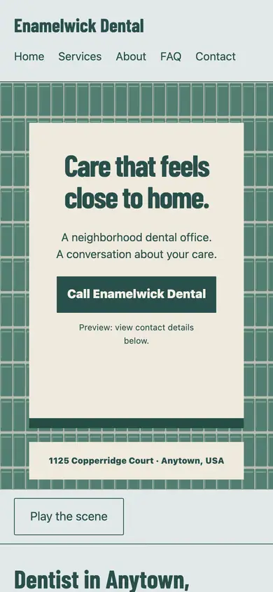 Look 1, Tile Set: sample home page on a phone