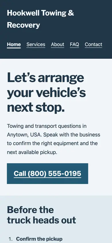 Look 2, Dispatch desk: sample home page on a phone