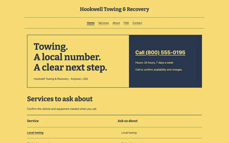 Look 3, Neighborhood tow card: sample home page on a computer