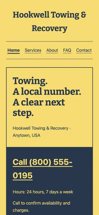 Look 3, Neighborhood tow card: sample home page on a phone