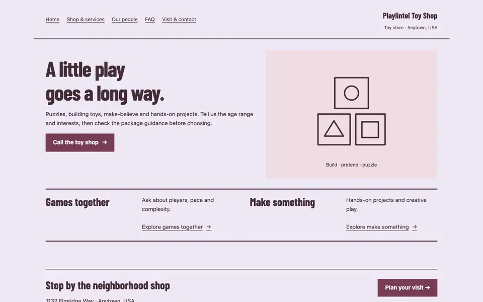 Look 3, Neighborhood play shelf: sample home page on a computer