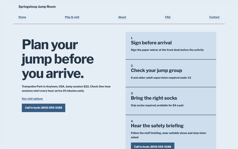 Look 2, Before-you-jump checklist: sample home page on a computer