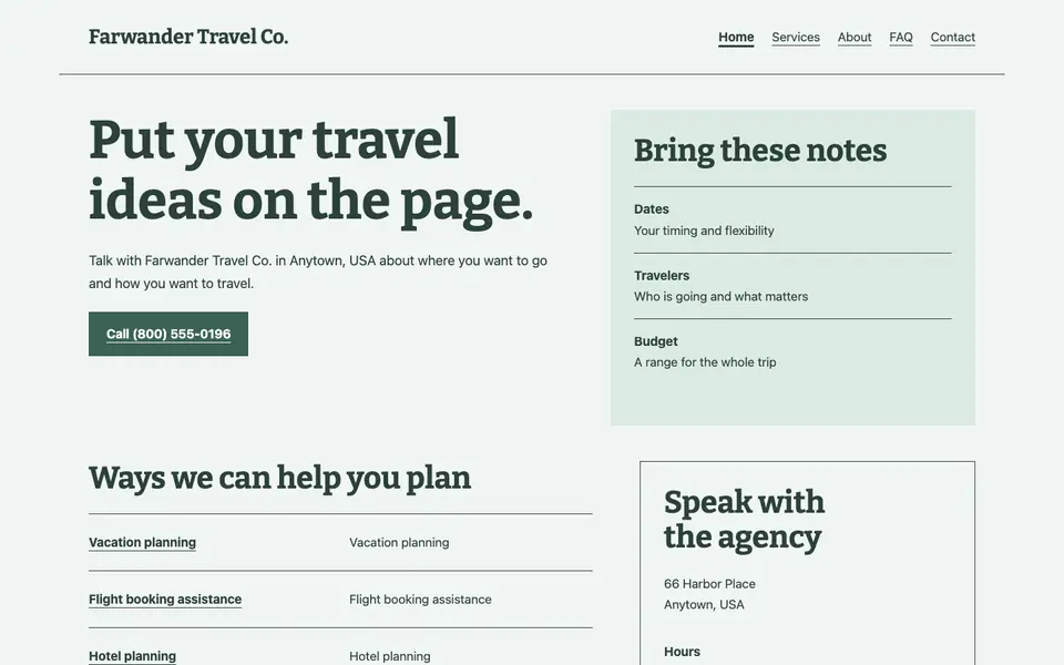 Look 3, Main-street itinerary notebook: sample home page on a computer