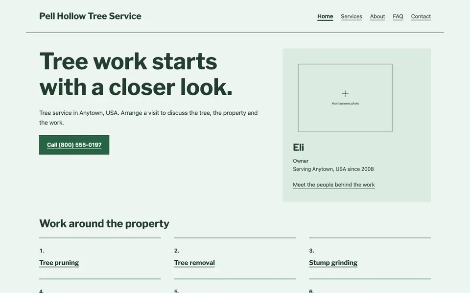 Look 1, Street-tree work order: sample home page on a computer