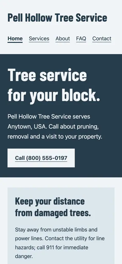 Look 2, Neighborhood yard sign: sample home page on a phone