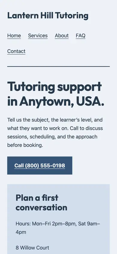 Look 1, Neighborhood school supply handbill: sample home page on a phone