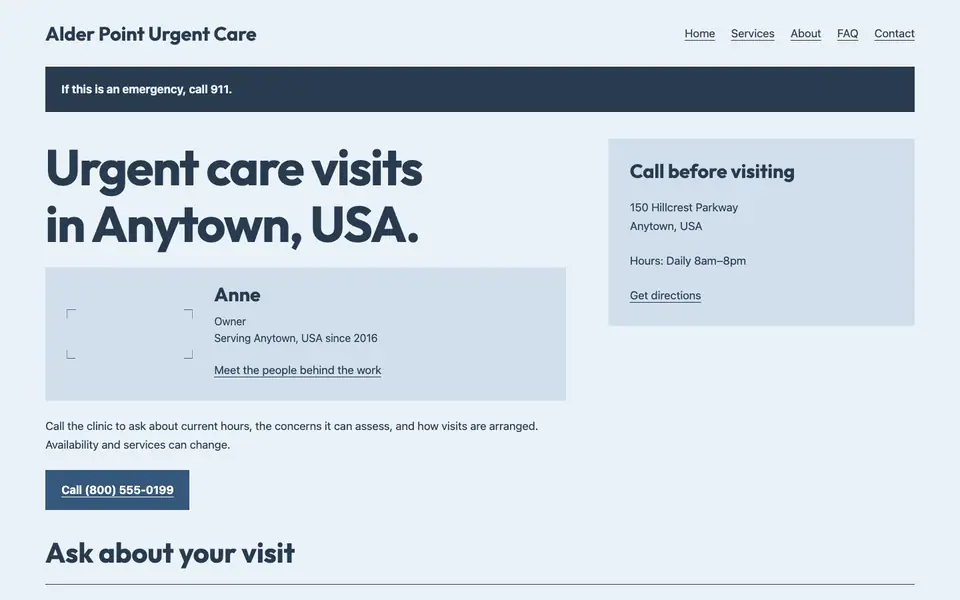 Look 1, Neighborhood clinic desk: sample home page on a computer