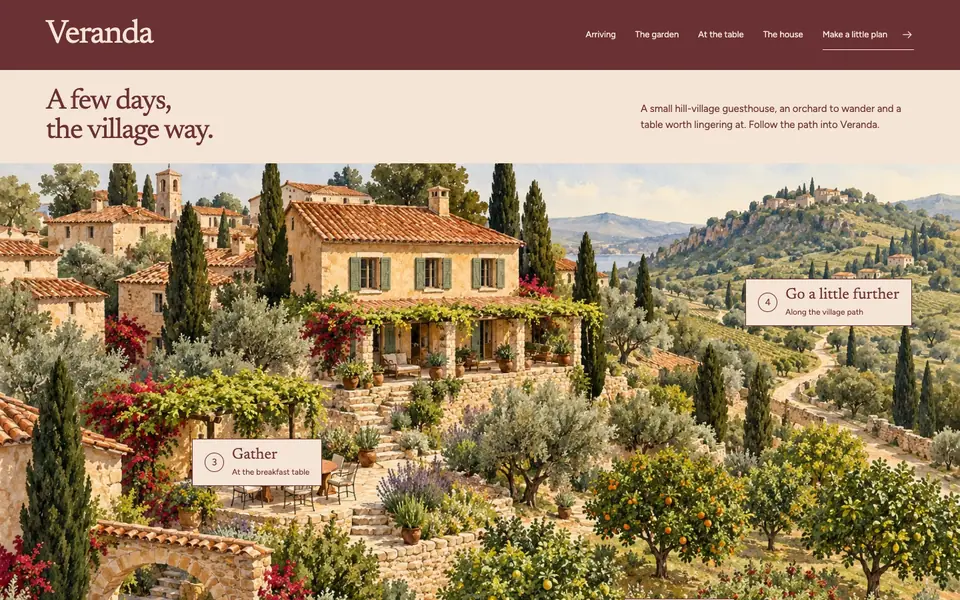 Look 1, Veranda: sample home page on a computer