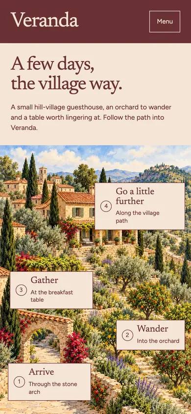 Look 1, Veranda: sample home page on a phone