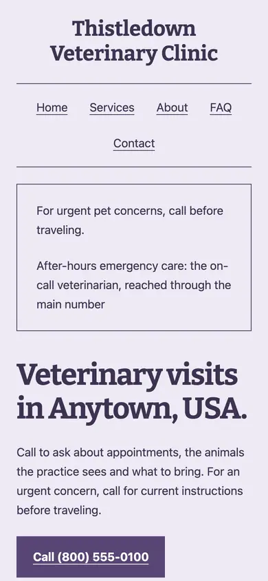 Look 2, Pet appointment record: sample home page on a phone