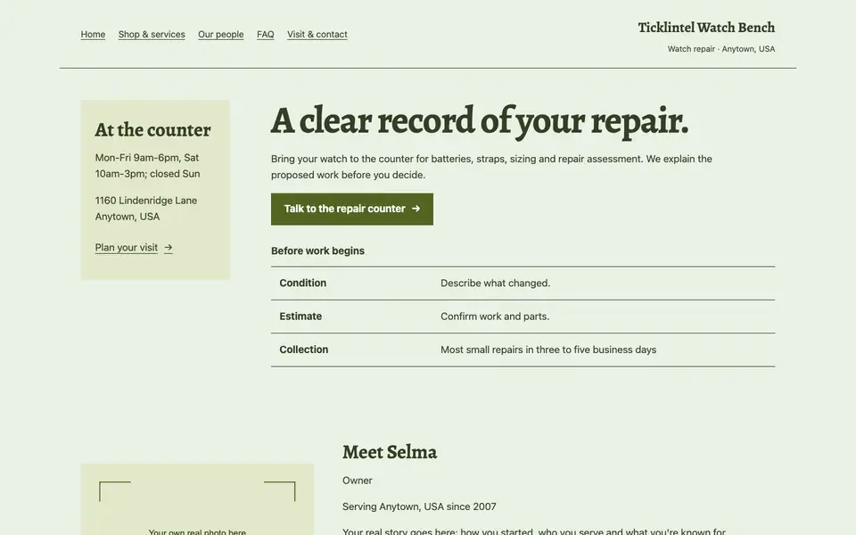 Look 3, Watch intake register: sample home page on a computer