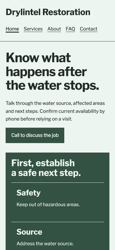 Look 1, Response sequence: sample home page on a phone