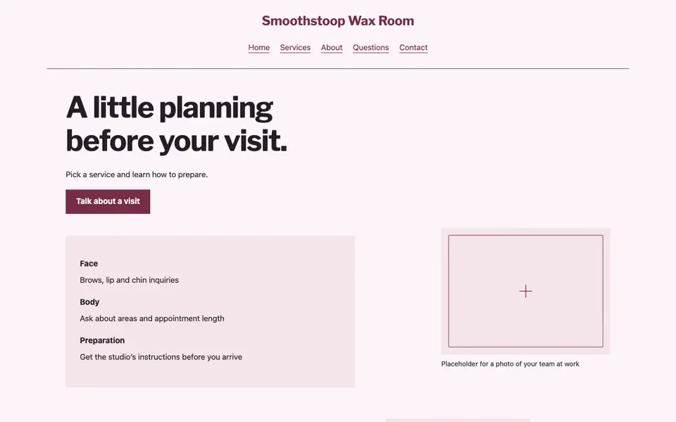 Look 3, Service and preparation counter: sample home page on a computer
