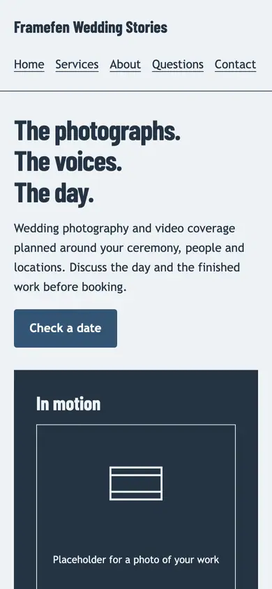 Look 2, Film and stills diptych: sample home page on a phone