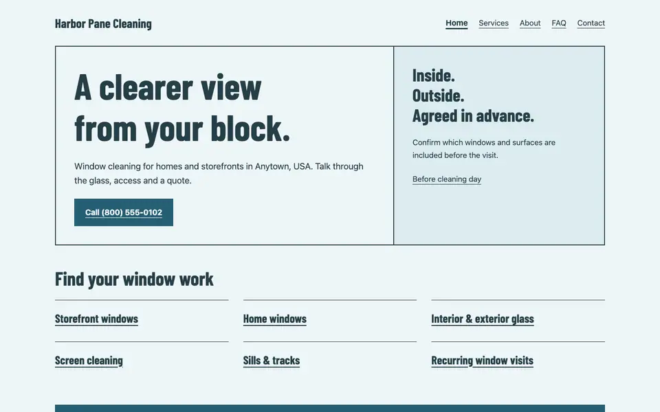 Look 1, Storefront panes: sample home page on a computer