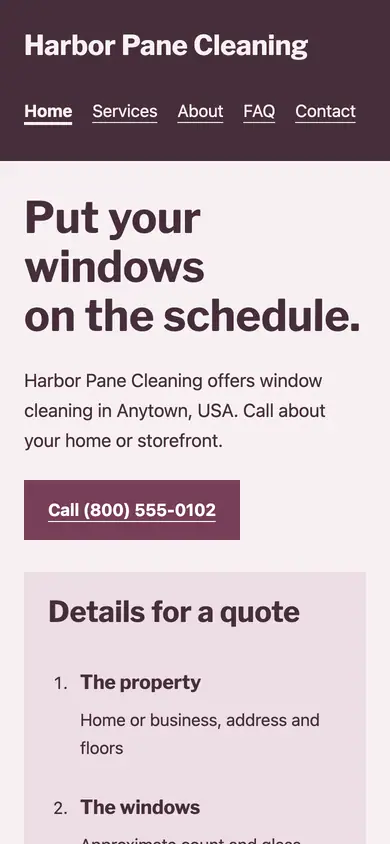 Look 2, Neighborhood route card: sample home page on a phone