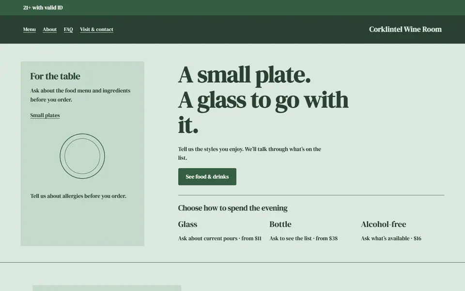 Look 3, A plate beside your glass: sample home page on a computer