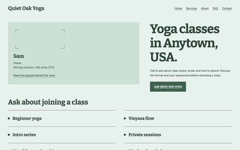 Look 1, Neighborhood studio welcome: sample home page on a computer