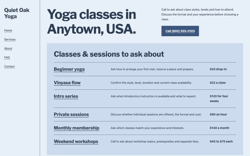 Look 3, Storefront class directory: sample home page on a computer