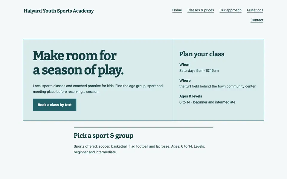 Look 2, Practice field: sample home page on a computer