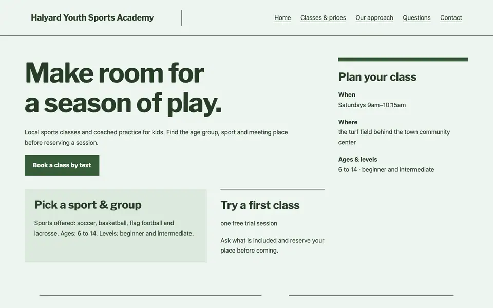 Look 3, Family season planner: sample home page on a computer