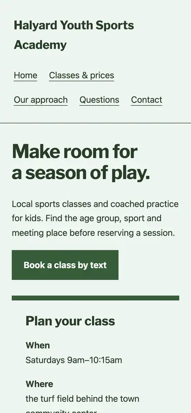 Look 3, Family season planner: sample home page on a phone