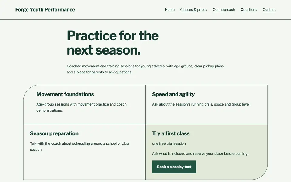 Look 3, Practice circuit: sample home page on a computer
