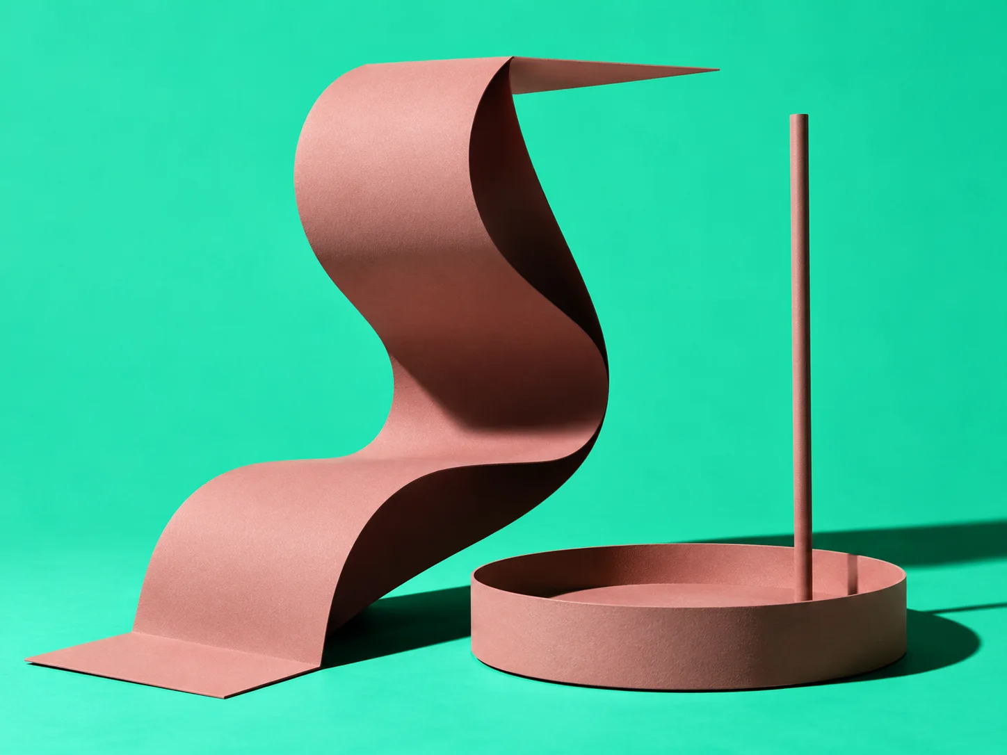 Illustrative mint and rose folded-board still life